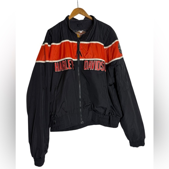 Harley-Davidson Other - Vintage Harley-Davidson Men's XXL Nylon Racing Jacket Made in USA Black & Orange